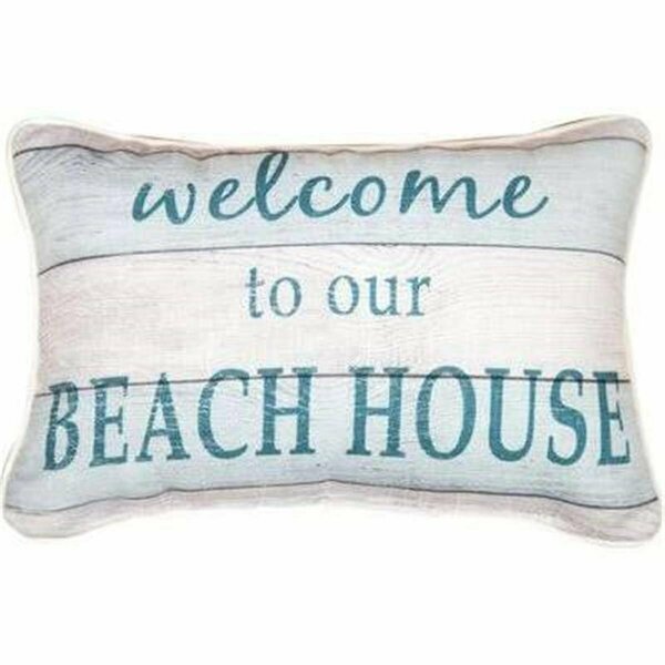 Manual Woodworkers & Weavers 12.5 x 8.5 in. Welcome to Our Beach House Word Cotton Lumbar Pillow MA339133